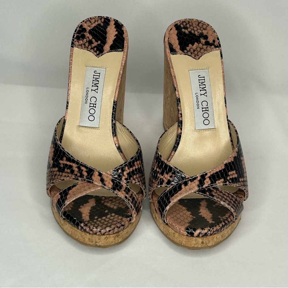 Jimmy Choo Almer 80 Snake-Effect Leather Sandals, 7.5, 37 1/2 - Picture 4 of 13